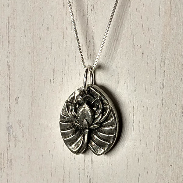 Sterling Silver Lotus Pendant Necklace