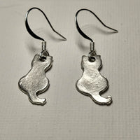 Pewter Kitty Cat Earrings